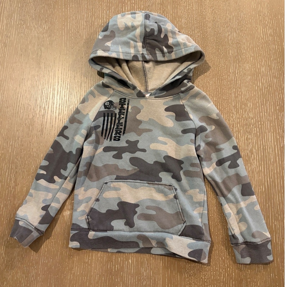 Wonder Nation Boys Pittsburgh Steelers Camo Hoodie Blue Grey Size 5T Sweatshirt